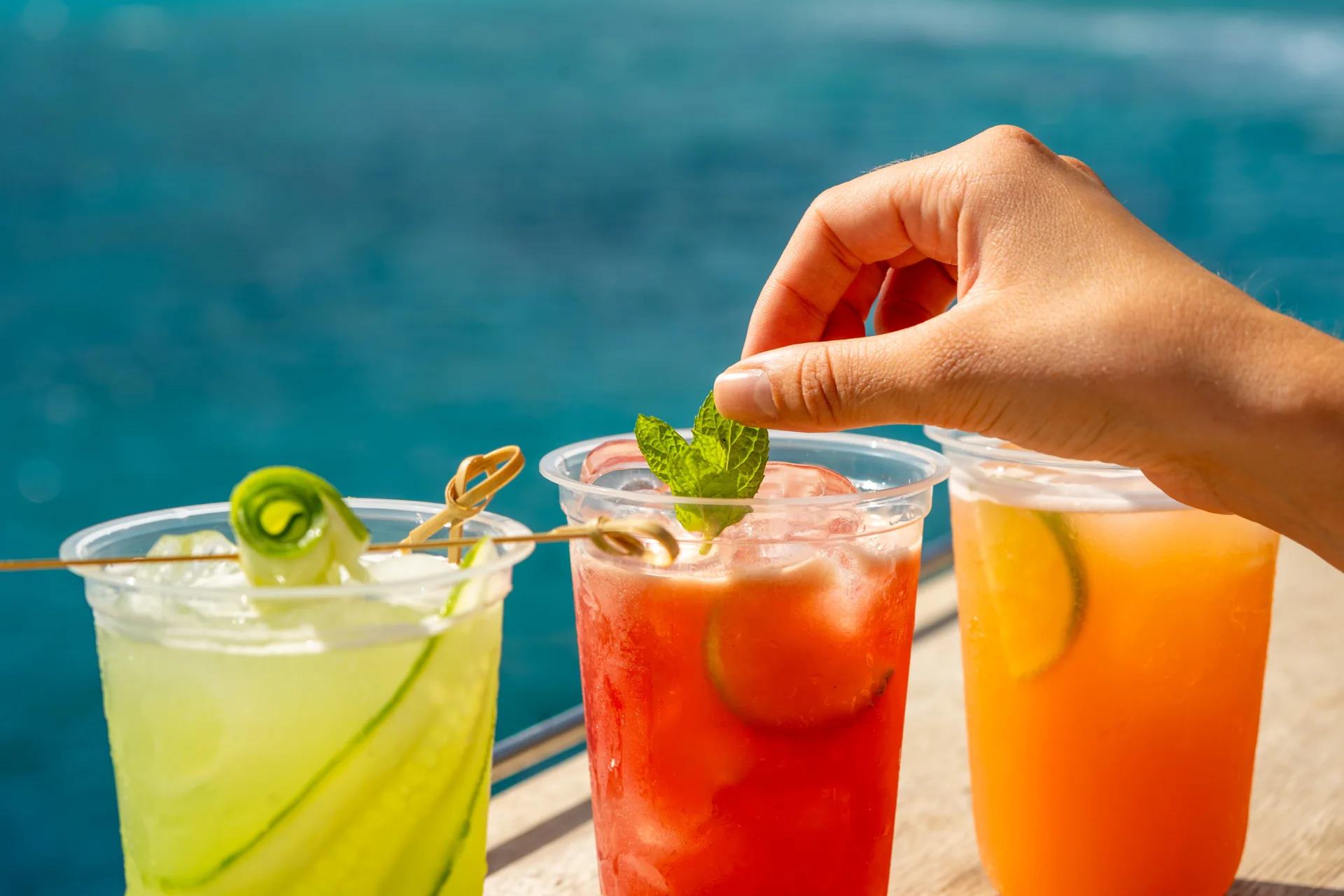 Fresh colourful drinks served aboard a DanEri yacht