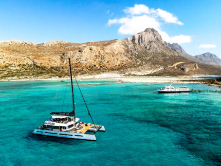 Sailing to Balos and Gramvousa on a luxury catamaran